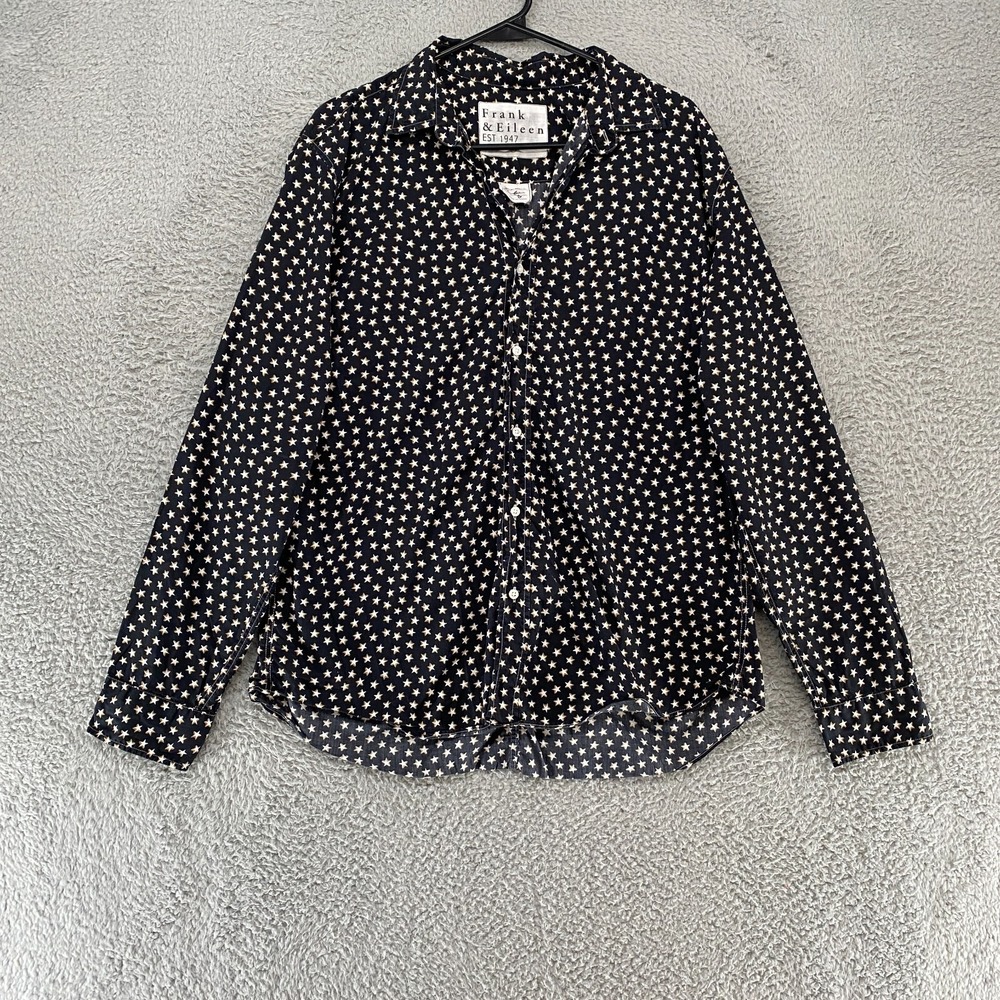 Frank & Eileen Finbar Shirt Womens XL Star Print Long Sleeve Blouse 100% Cotton